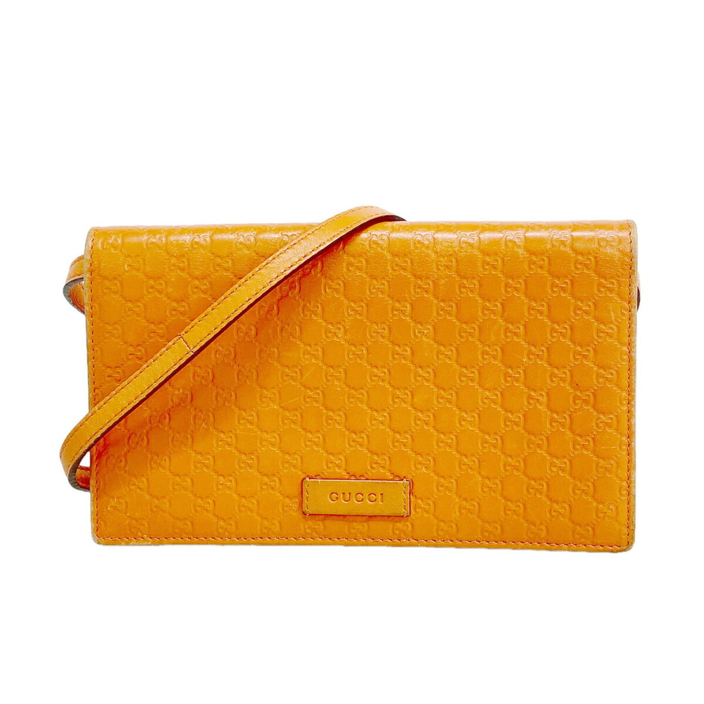 Gucci Microguccissima Leather Shoulder Wallet, 466507, Orange, Women's